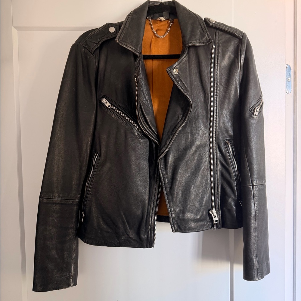 Topshop Black Leather Moto Jacket